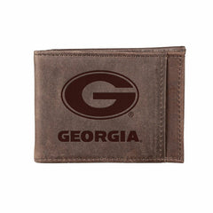 Front Pocket Wallet w/ RFID Blocking, University of Georgia, Brown - Collegiate Home