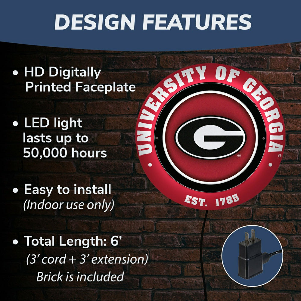 University of Georgia, Metal Lite, Round - Collegiate