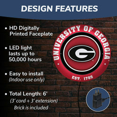 University of Georgia, Metal Lite, Round - Collegiate