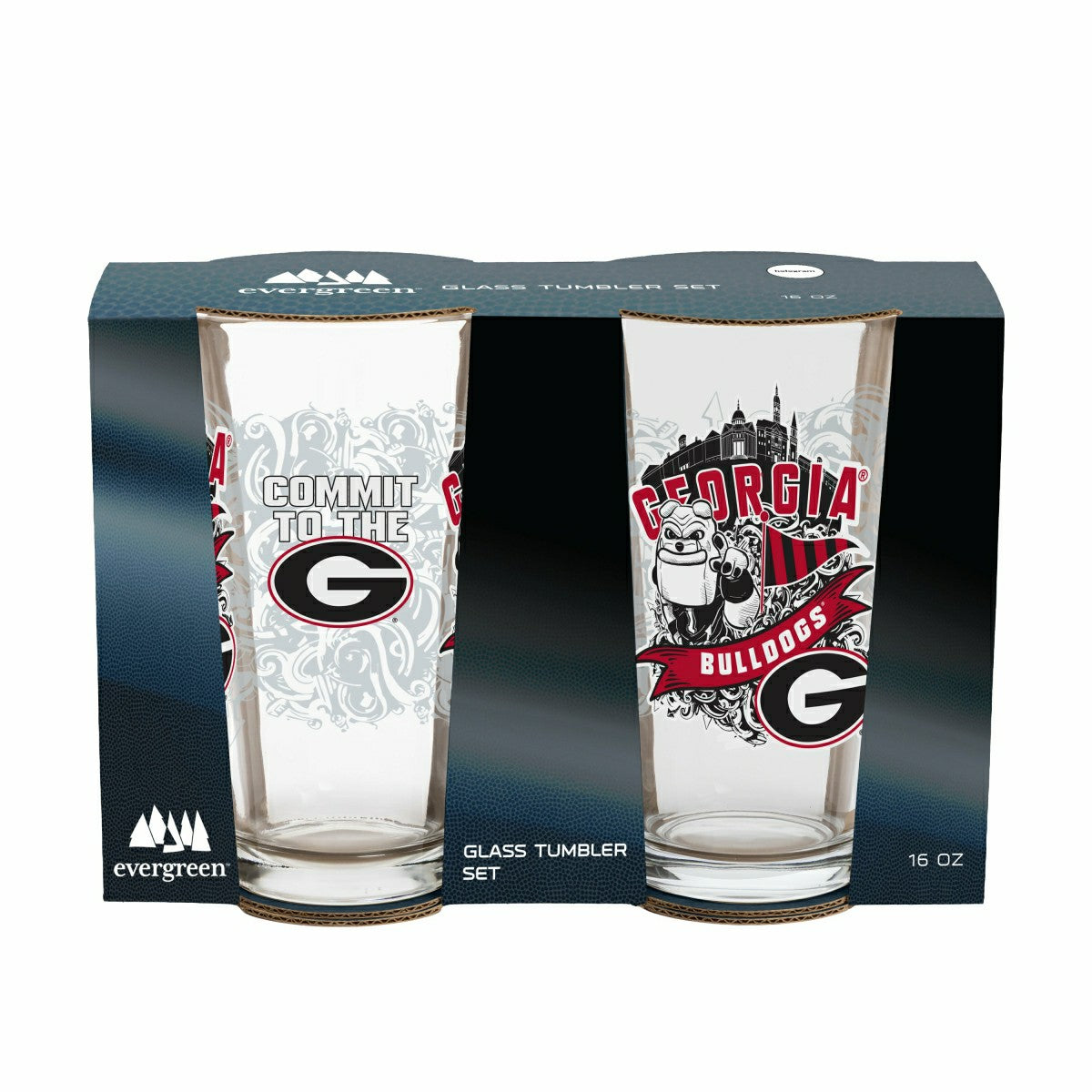 University of Georgia 16oz Glass pint, Set of 2 - Collegiate Home