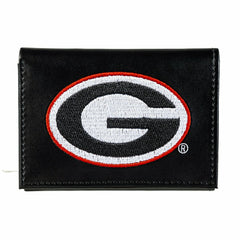 University of Georgia Black Tri-Fold Embroidered Wallet w/ RFID Blocki - Collegiate Home