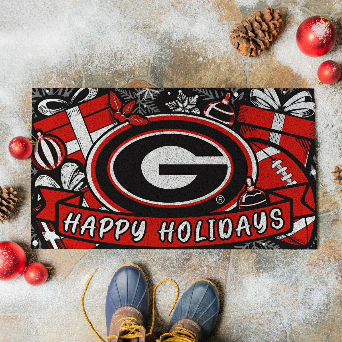 University of Georgia Holiday PVC Mat, 28"x16" - Collegiate