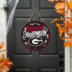 University of Georgia Halloween Round Door Décor with Hanging Rope, 18 - Collegiate Home