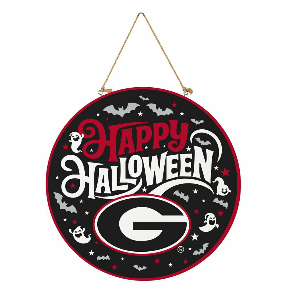 University of Georgia Halloween Round Door Décor with Hanging Rope, 18 - Collegiate Home