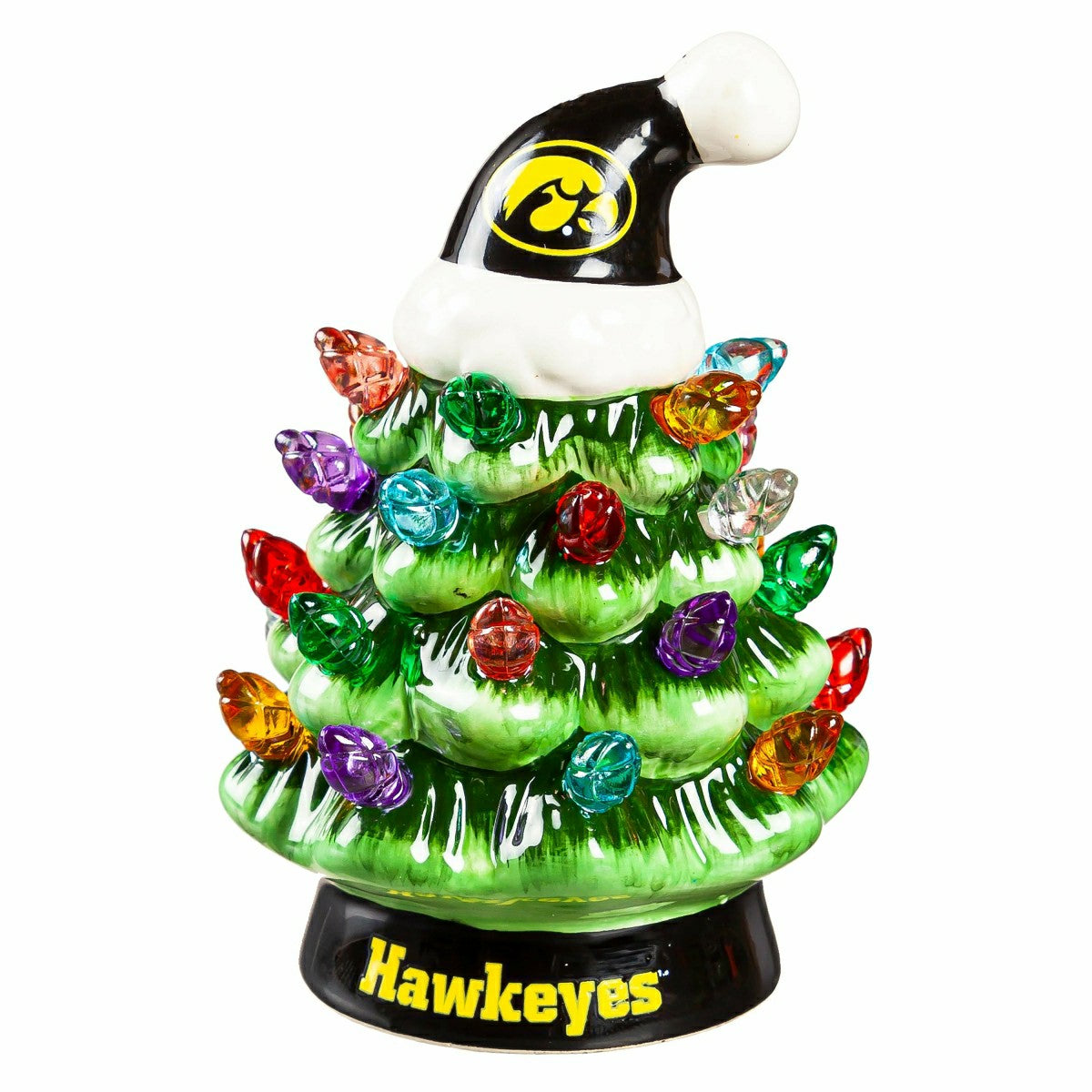 4" Mini LED Tabletop Christmas Tree, Set of 2, University of Iowa - Collegiate Home