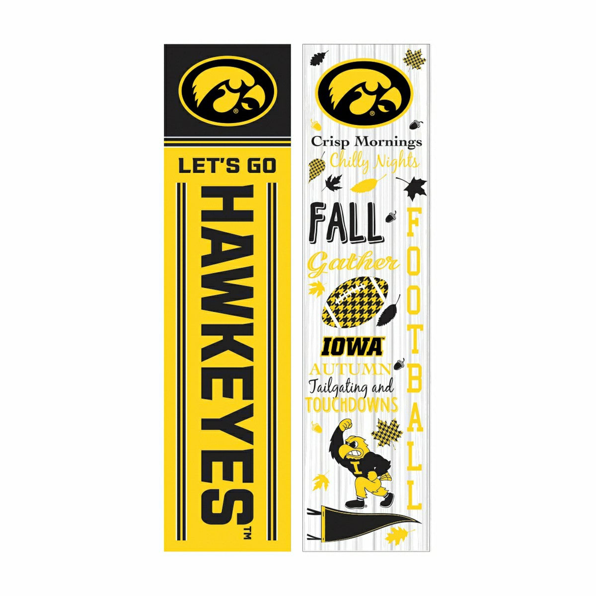 46" Double Sided Leaner, University of Iowa, Fall Seasonal - Collegiate Home