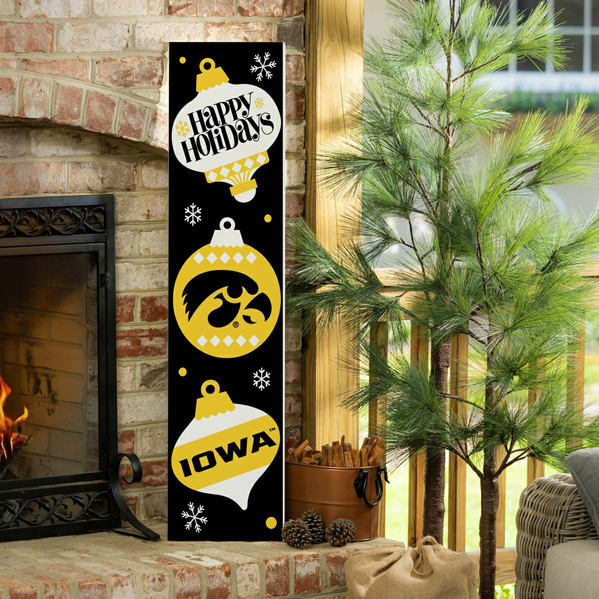 47" Double Sided Leaner, University of Iowa, Christmas - Collegiate Home