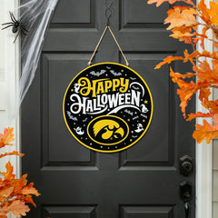 University of Iowa Halloween Round Door Décor with Hanging Rope, 18x18 - Collegiate Home