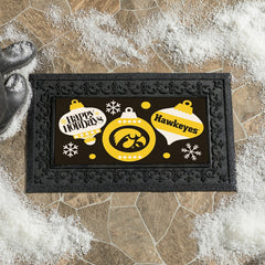University of Iowa Holiday Flocked Coir Sassafras Switch Mat, 22"x10" - Collegiate