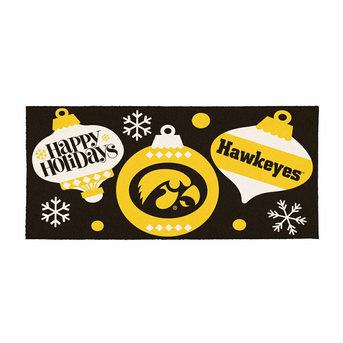 University of Iowa Holiday Flocked Coir Sassafras Switch Mat, 22"x10" - Collegiate