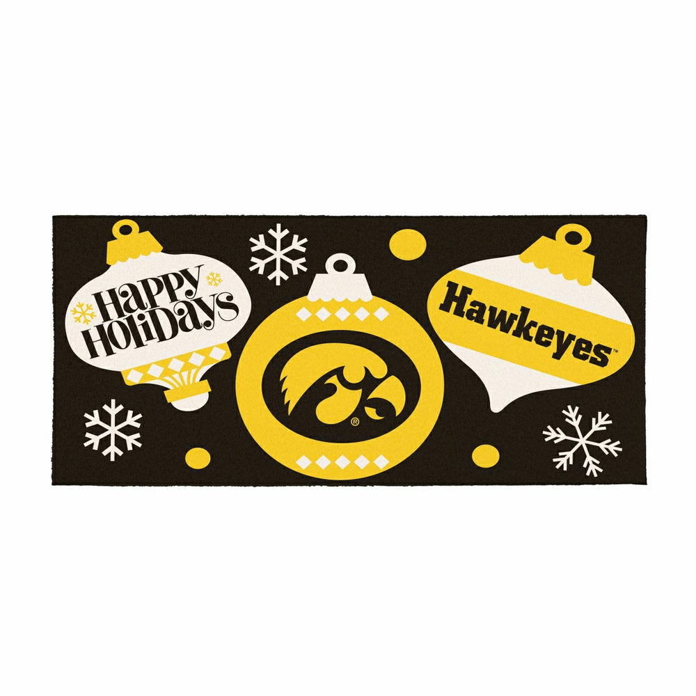 University of Iowa Holiday Flocked Coir Sassafras Switch Mat, 22"x10" - Collegiate