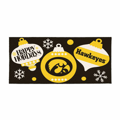 University of Iowa Holiday Flocked Coir Sassafras Switch Mat, 22"x10" - Collegiate