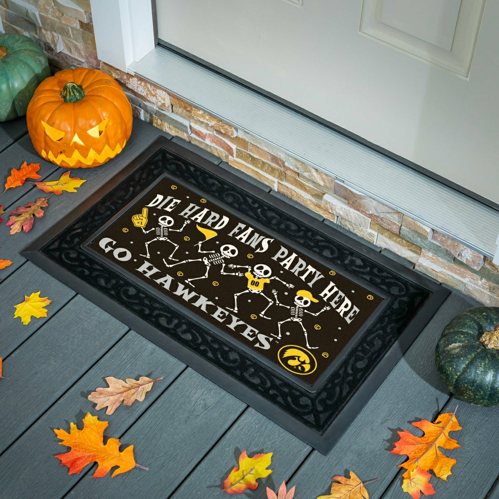 University of Iowa Flocked Coir Halloween Sassafras Switch Mat, 22"x10 - Collegiate