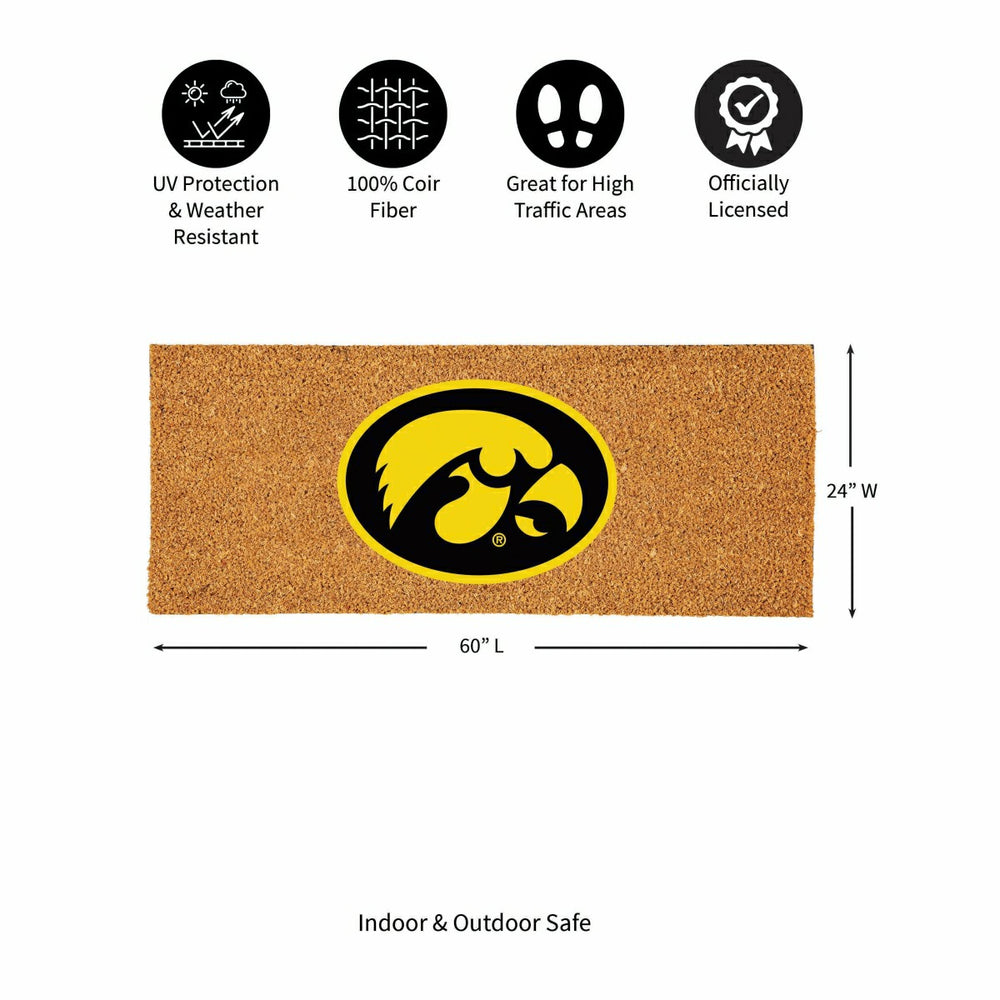 University of Iowa Extra Large Full Color Coir Mat, 60"x24" - Collegiate