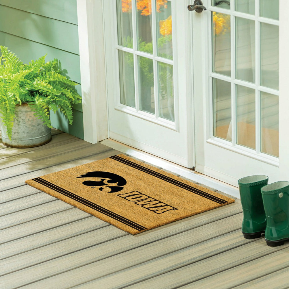 University of Iowa Large One Color Coir Mat, 36"x24" - Collegiate
