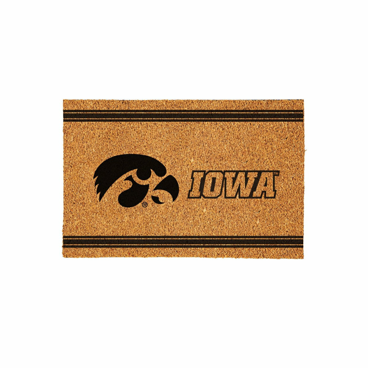 University of Iowa Large One Color Coir Mat, 36"x24" - Collegiate