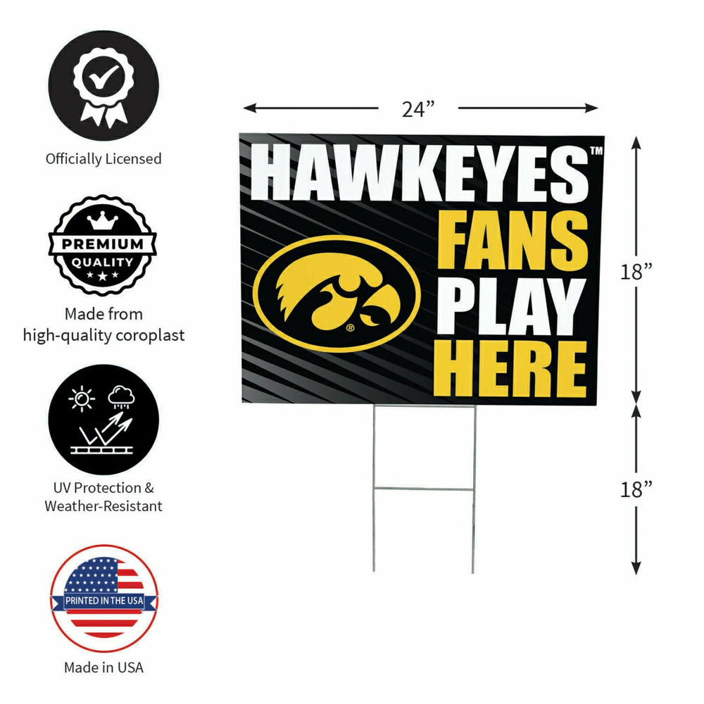University of Iowa Coroplast Yard Sign "Fans Play Here" - Collegiate Home