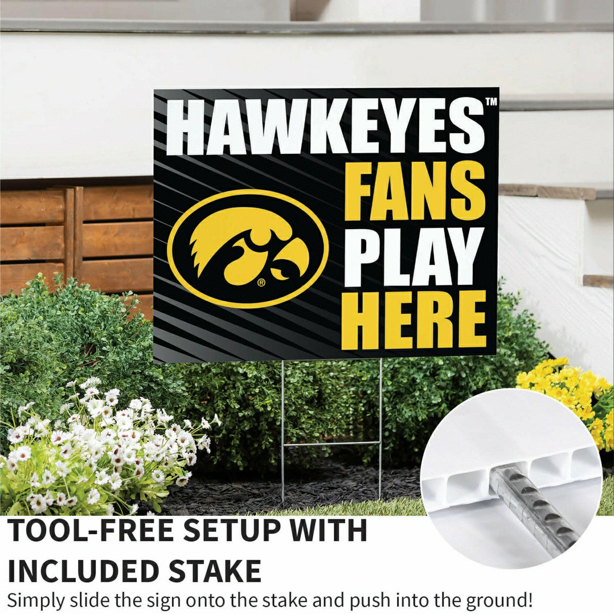 University of Iowa Coroplast Yard Sign "Fans Play Here" - Collegiate Home