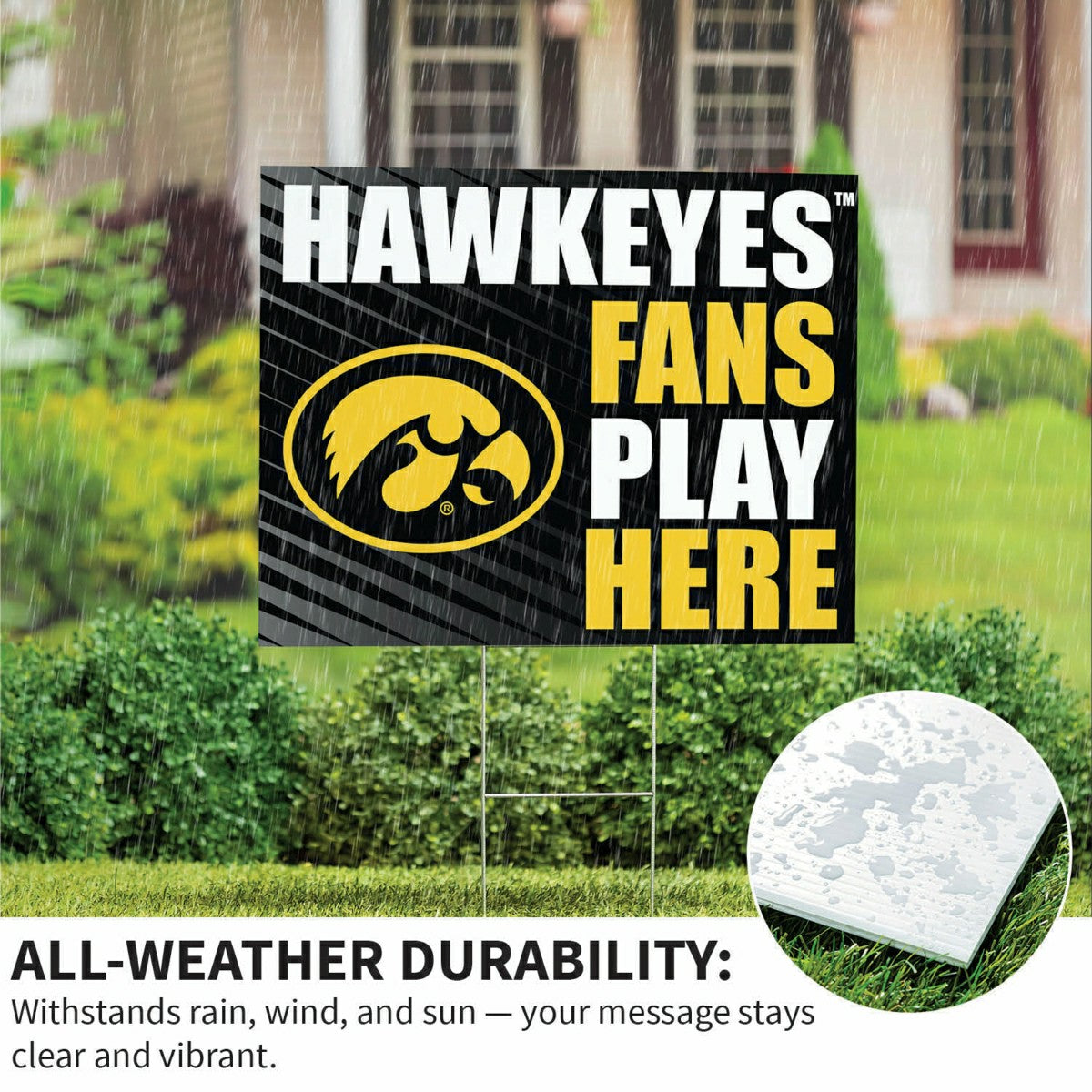 University of Iowa Coroplast Yard Sign "Fans Play Here" - Collegiate Home