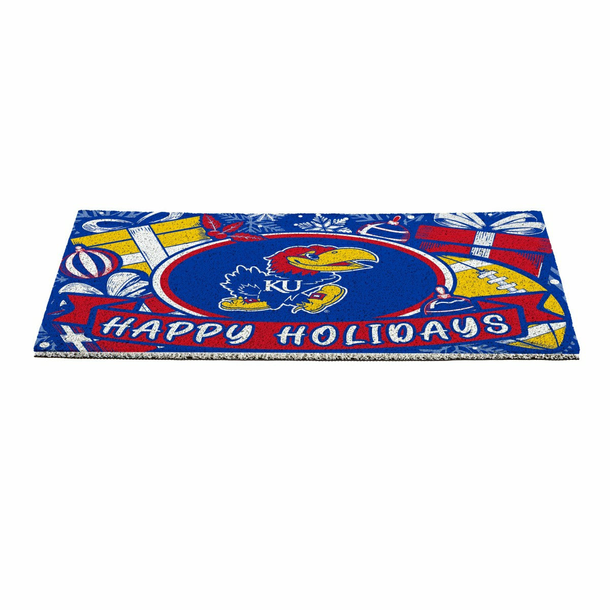 University of Kansas Holiday PVC Mat, 28"x16" - Collegiate