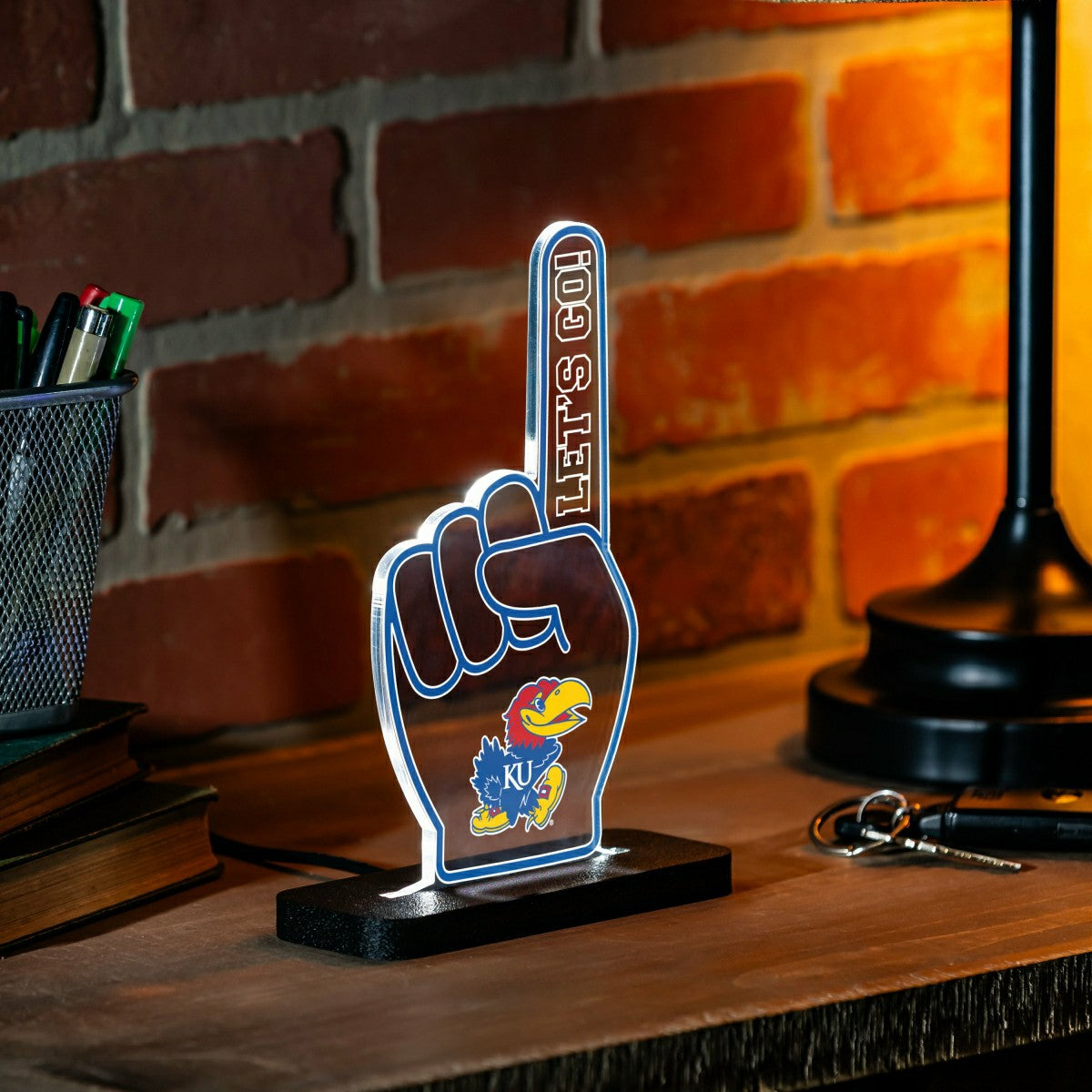 University of Kansas College Foam Finger Desklite LED Decor - Collegiate Home