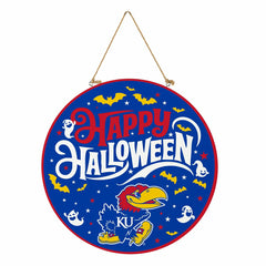 University of Kansas Halloween Round Door Décor with Hanging Rope, 18x - Collegiate Home