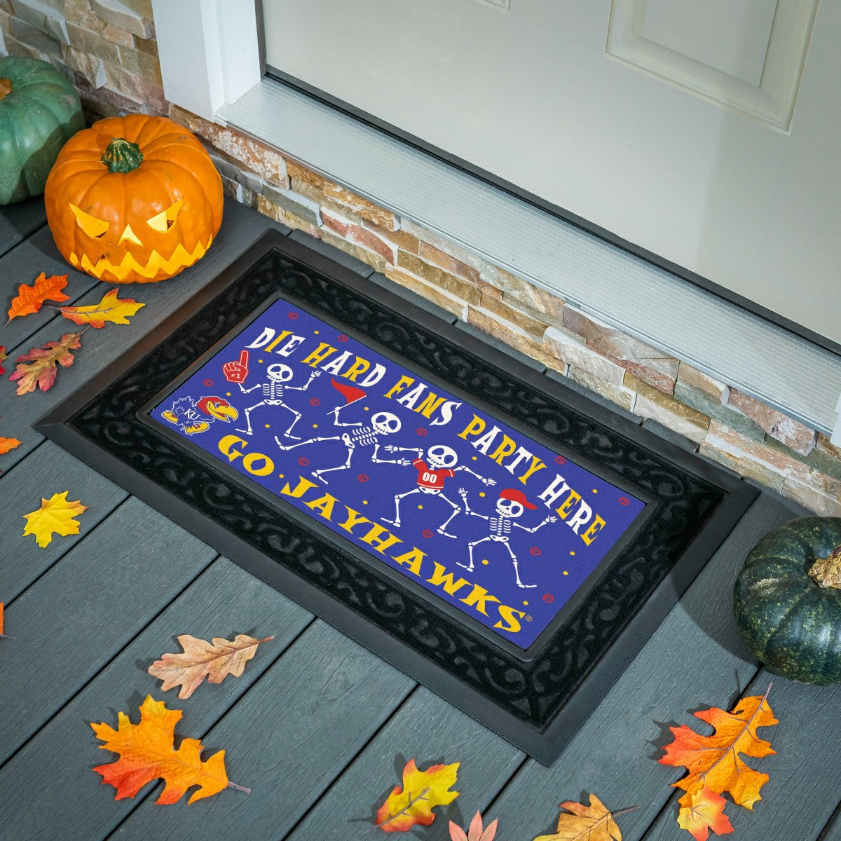 University of Kansas Flocked Coir Halloween Sassafras Switch Mat, 22"x - Collegiate