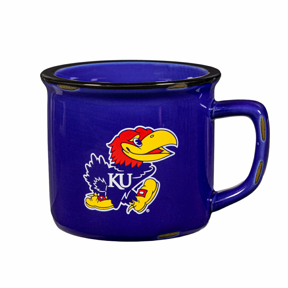 University of Kansas Ceramic Camp Cup with Enamel Finish, 14oz - Collegiate Home