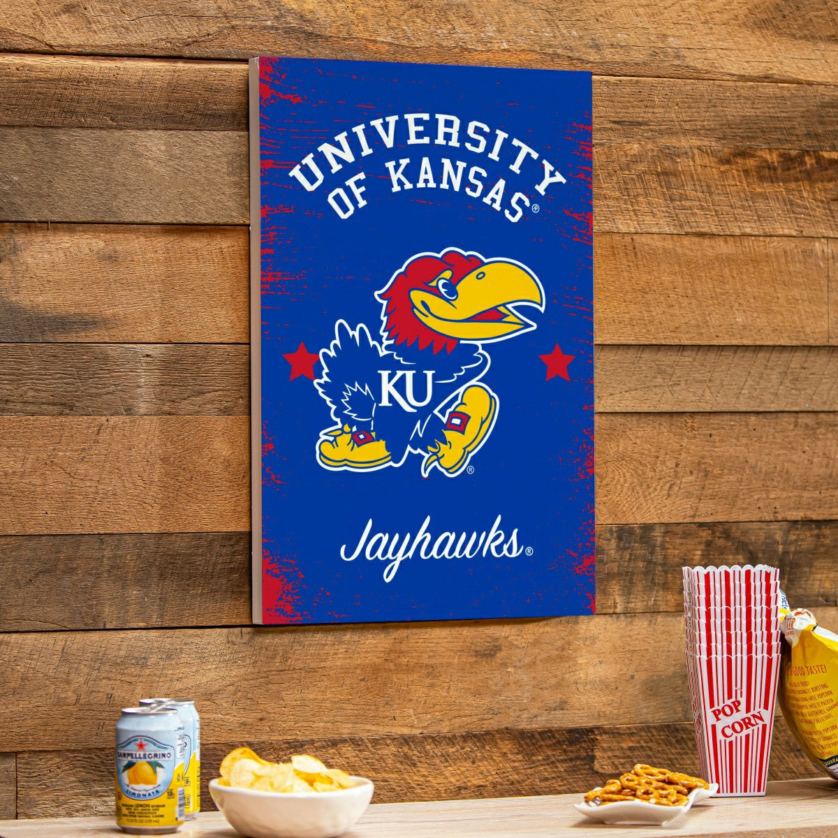 University of Kansas Wood Wall Sign, 16x24 - Collegiate Home