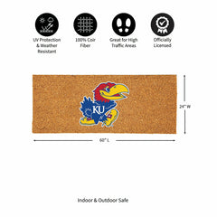University of Kansas Extra Large Full Color Coir Mat, 60"x24" - Collegiate