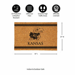 University of Kansas Large One Color Coir Mat, 36"x24" - Collegiate
