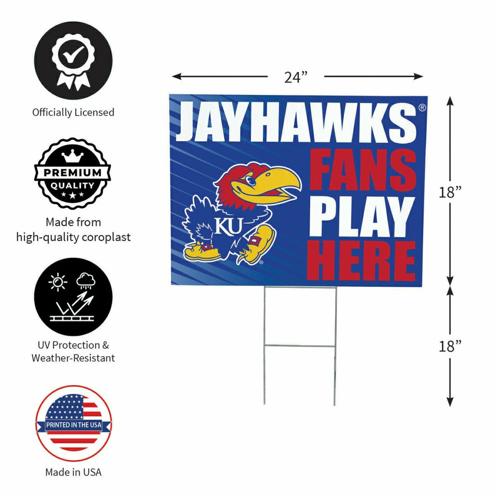 University of Kansas Coroplast Yard Sign "Fans Play Here" - Collegiate Home