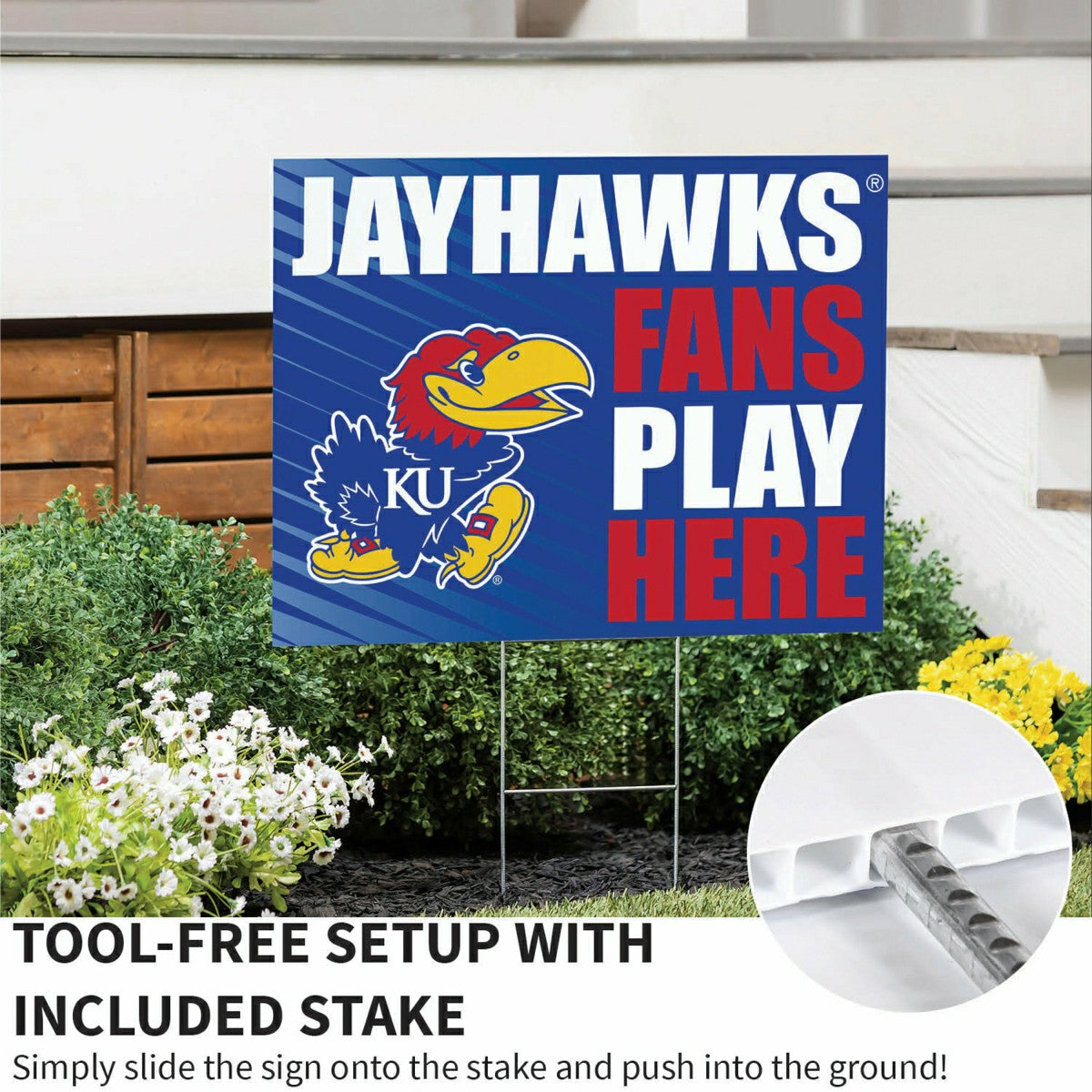 University of Kansas Coroplast Yard Sign "Fans Play Here" - Collegiate Home