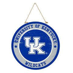 University of Kentucky Round Door Décor with Hanging Rope, 18x18 - Collegiate Home