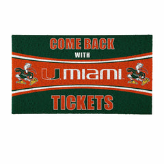 28" x 16" PVC Trapper Mat, Come Back with Tickets, University of Miami - Collegiate