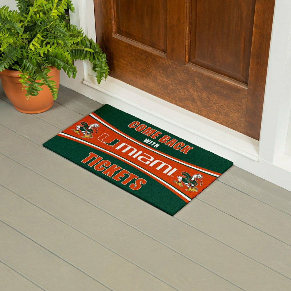 28" x 16" PVC Trapper Mat, Come Back with Tickets, University of Miami - Collegiate
