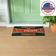 28" x 16" PVC Trapper Mat, Come Back with Tickets, University of Miami - Collegiate