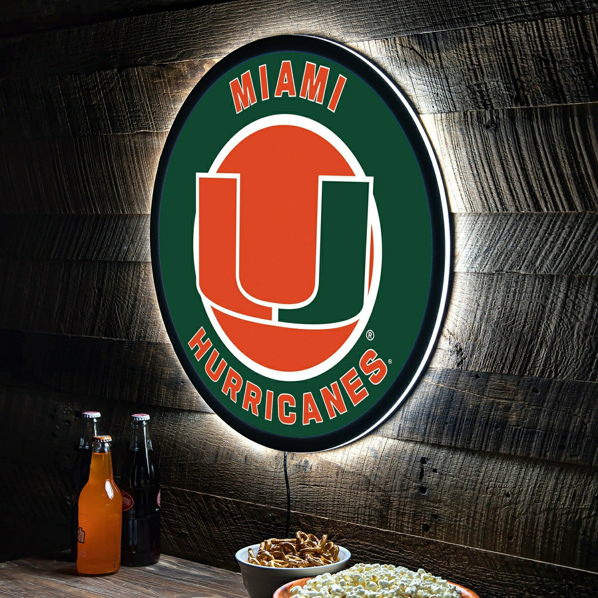 LED Wall Decor, Round, University of Miami - Collegiate Home