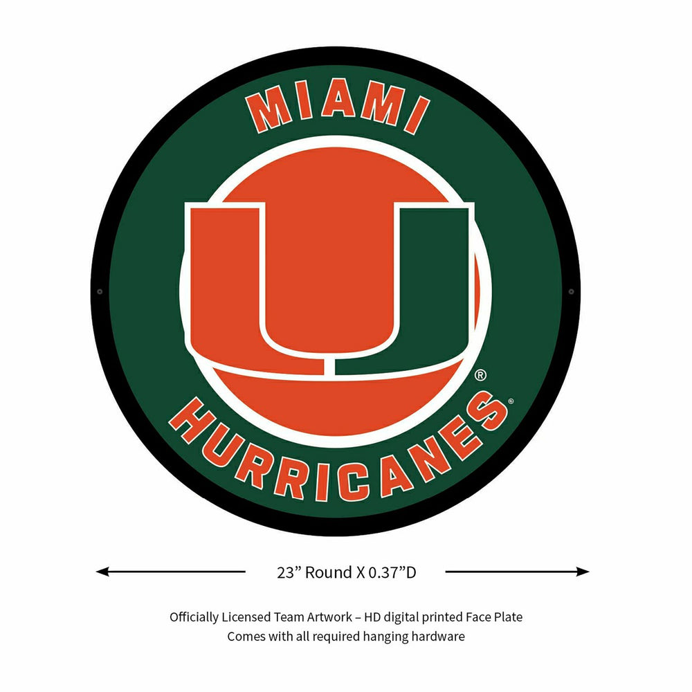 LED Wall Decor, Round, University of Miami - Collegiate Home