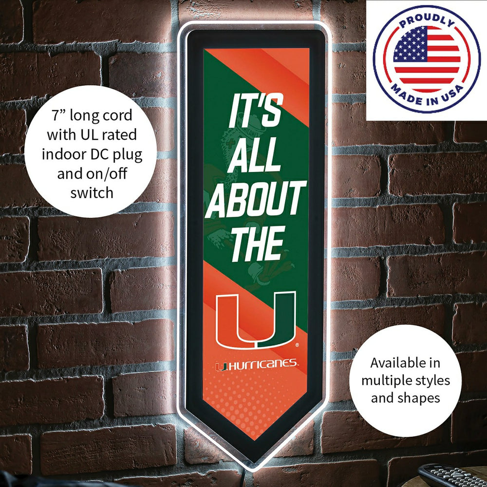 LED Wall Decor, Pennant, University of Miami - Collegiate Home