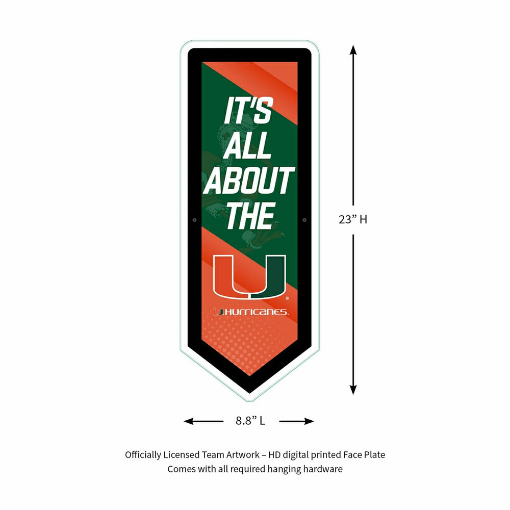LED Wall Decor, Pennant, University of Miami - Collegiate Home