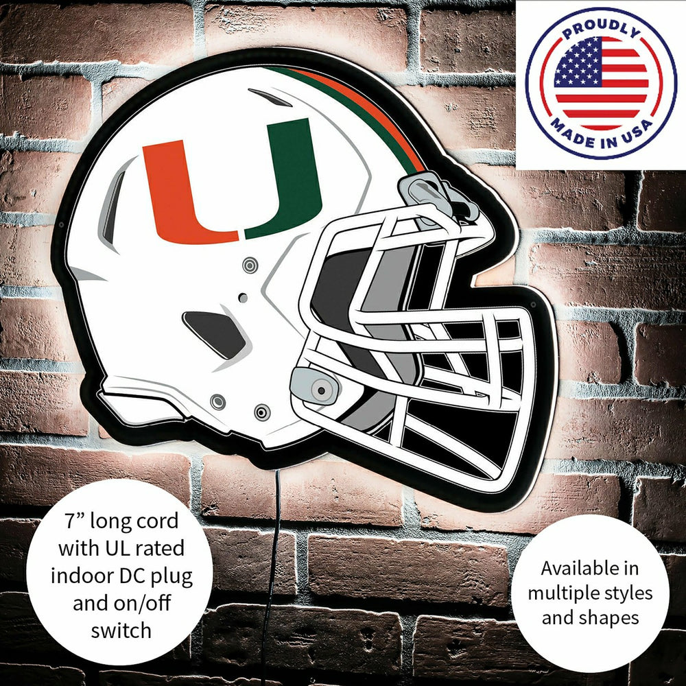 LED Wall Decor, Helmet, University of Miami - Collegiate Home