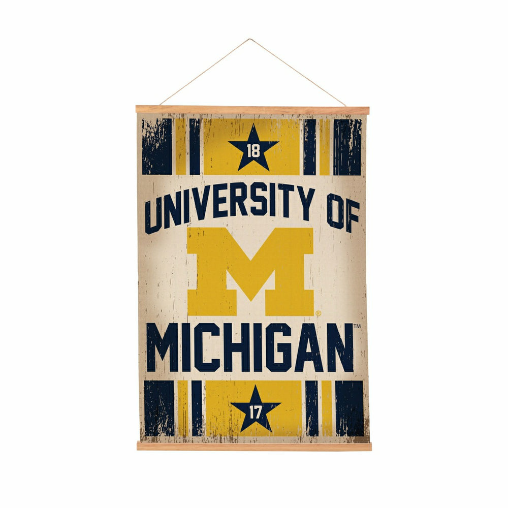 University Of Michigan, Canvas Wall Tapestry, Medium, 36x24 - Collegiate Home