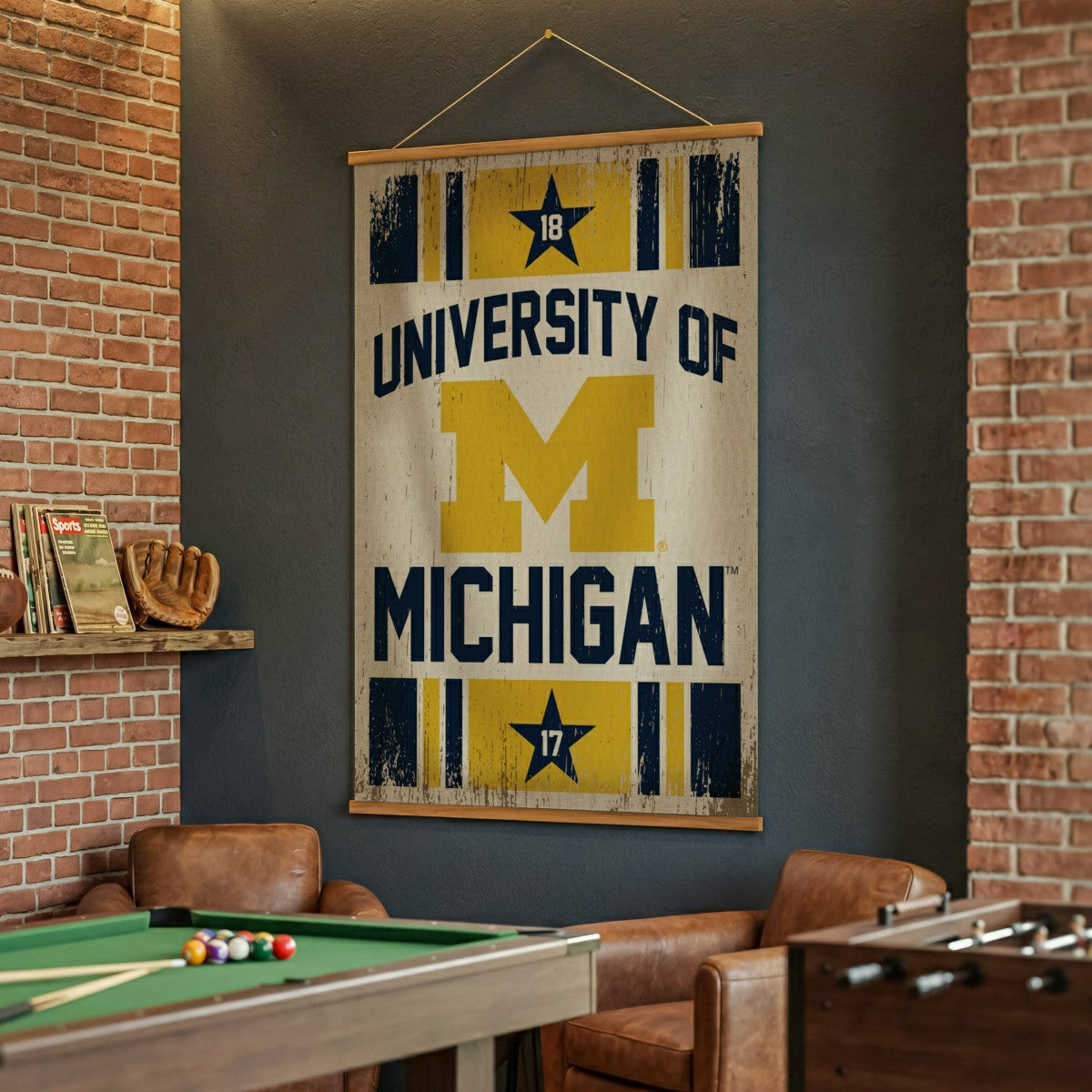 University Of Michigan, Canvas Wall Tapestry, Large, 54x36 - Collegiate Home