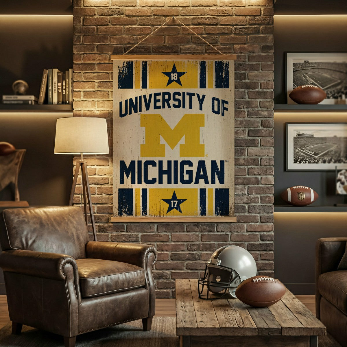 University Of Michigan, Canvas Wall Tapestry, Large, 54x36 - Collegiate Home