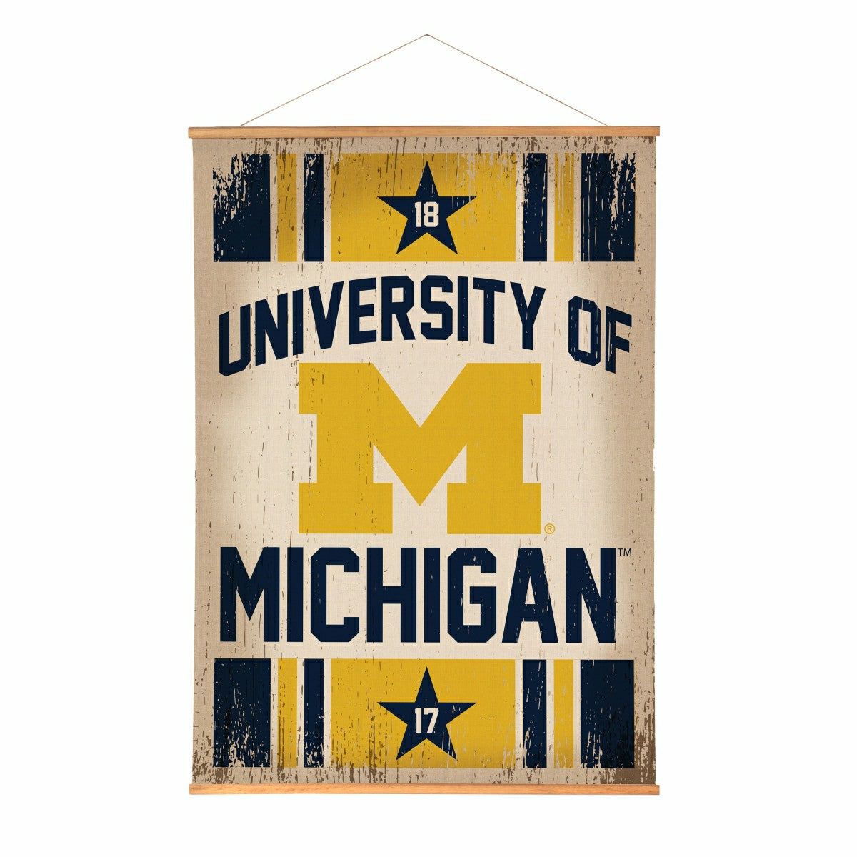 University Of Michigan, Canvas Wall Tapestry, Large, 54x36 - Collegiate Home