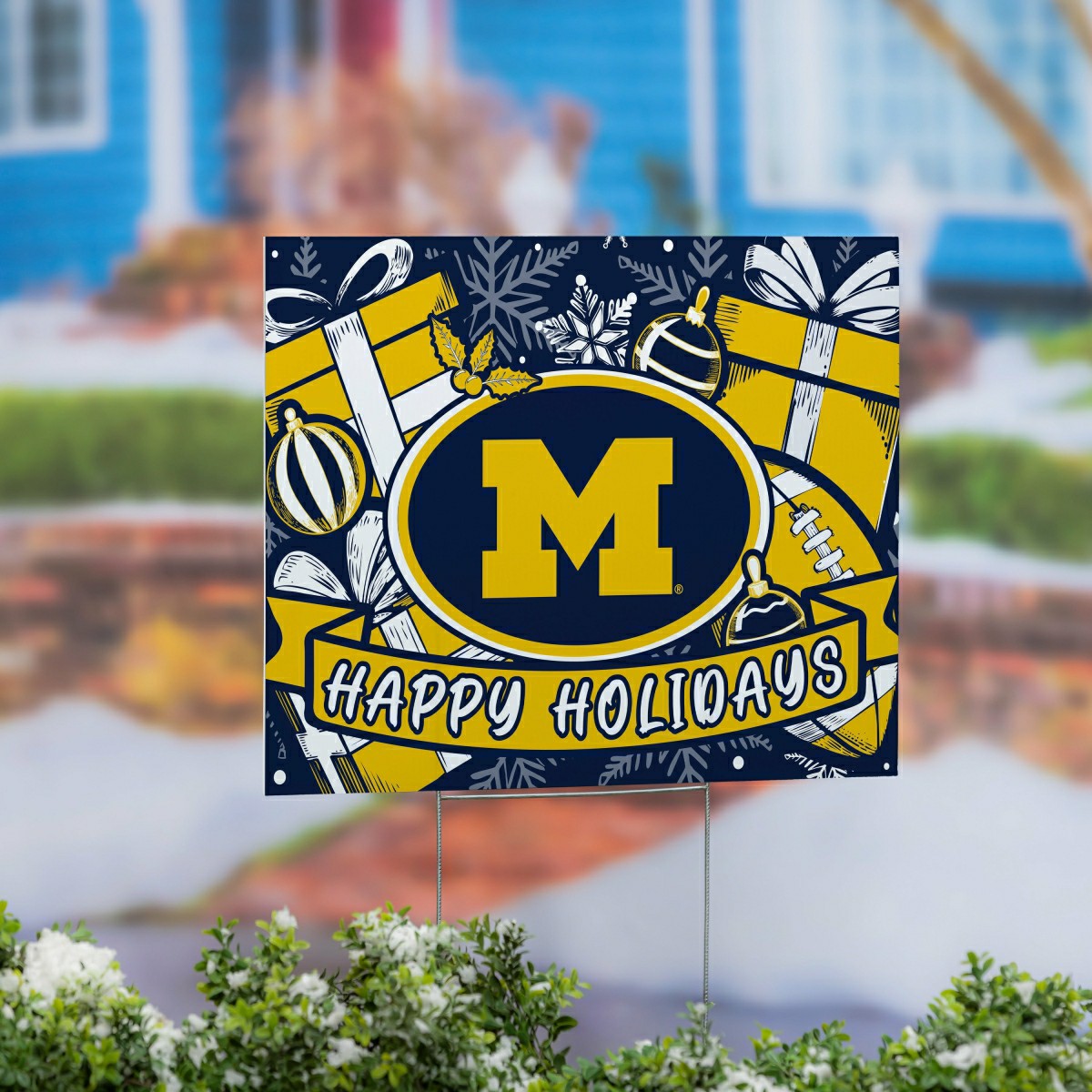 University Of Michigan Yard Sign, Holiday - Collegiate Home