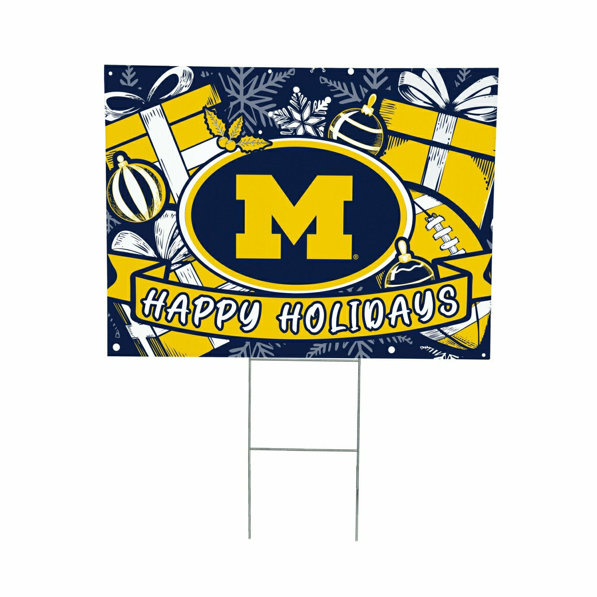 University Of Michigan Yard Sign, Holiday - Collegiate Home