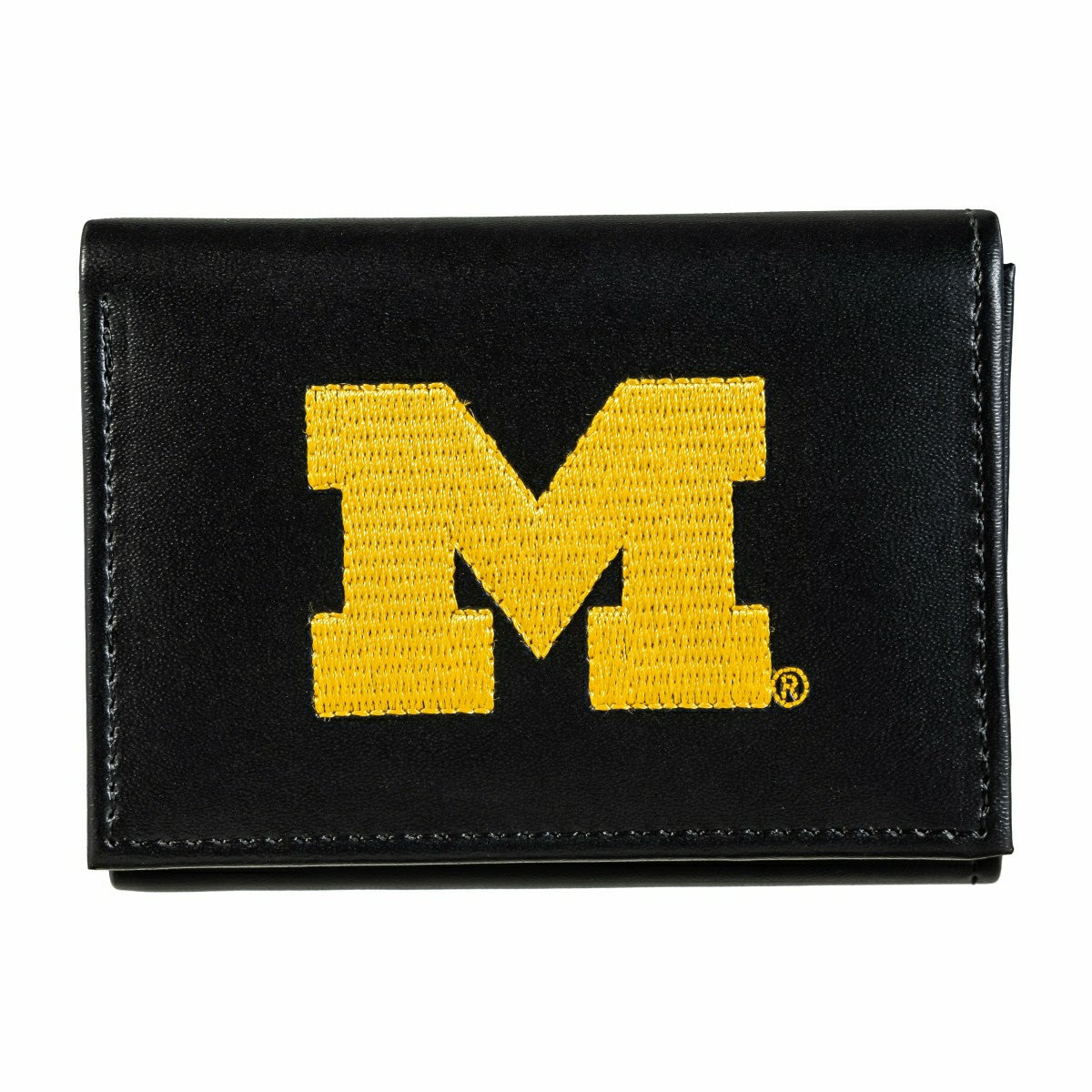 University Of Michigan Black Tri-Fold Embroidered Wallet w/ RFID Blocking - Collegiate Home