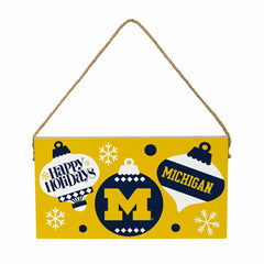 University Of Michigan Holiday Wood Wall Sign, 6x11 - Collegiate Home